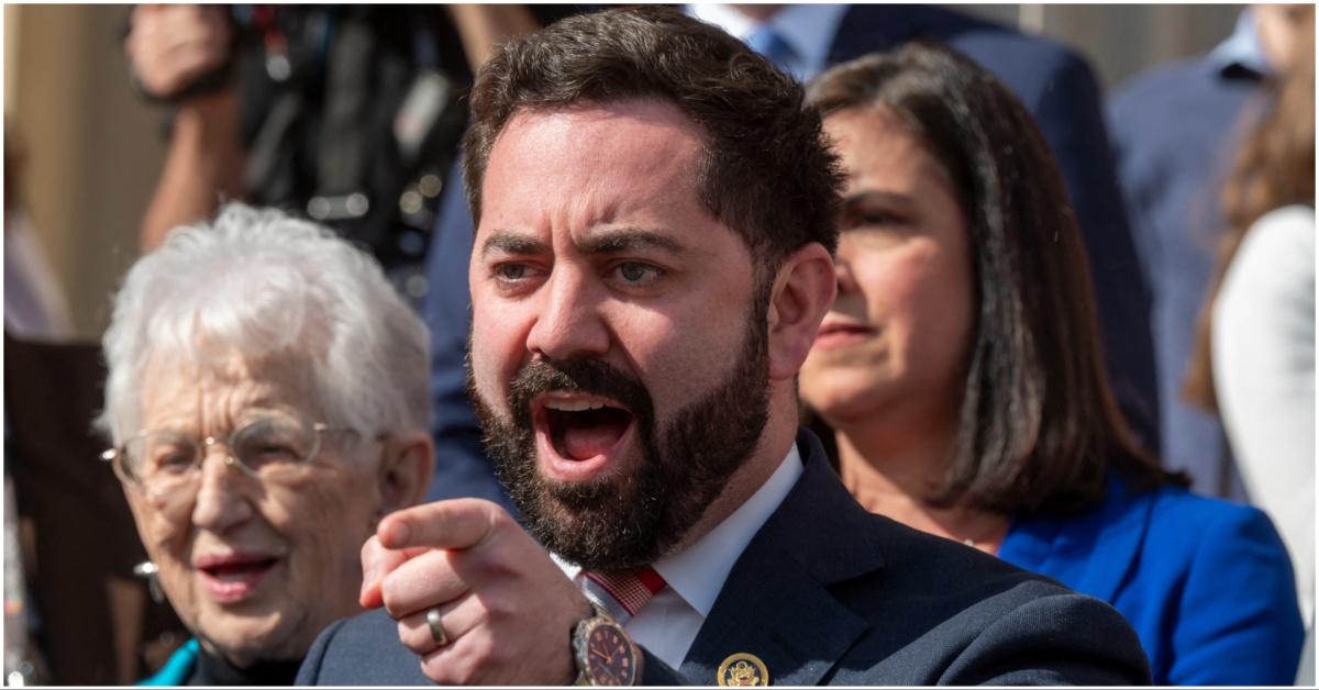 Mike Lawler shouting during a speech