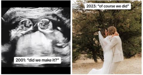 Screenshots from married twin hoax on TikTok