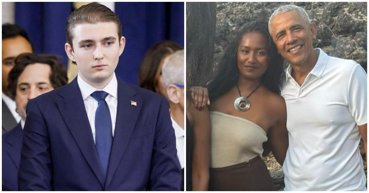 barron trump and sasha obama with barack obama