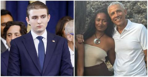barron trump and sasha obama with barack obama