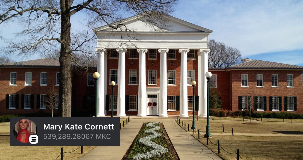 The University of Mississippi alongside with a Mary Kate Cornett meme.