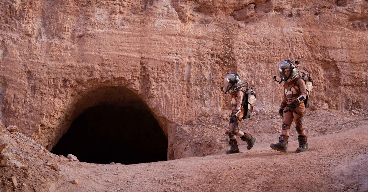 'Stars on Mars' celebrities completing a mission inside of a cave.