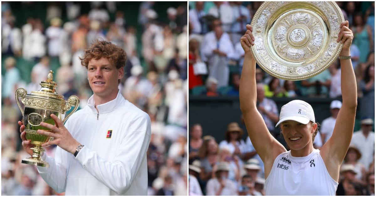 Wimbledon winners with trophies