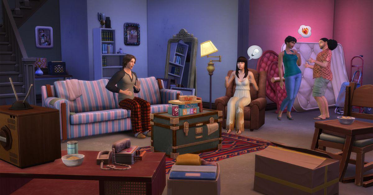 cluttered sims 4 basement with sims hanging out