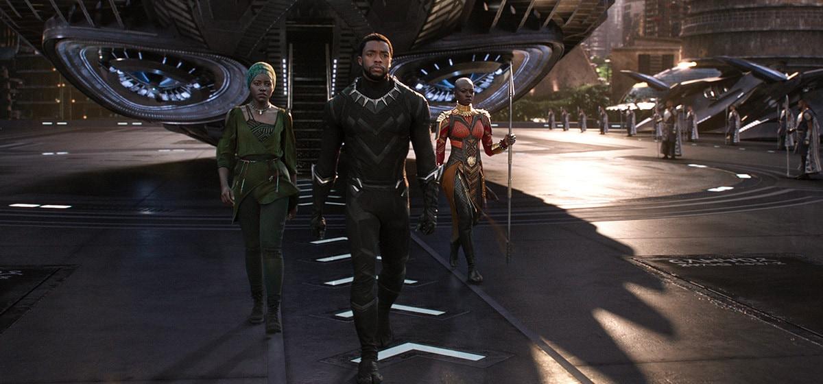 Lupita Nyongo, Chadwick Boseman and Danai Gurira in 'Black Panther'