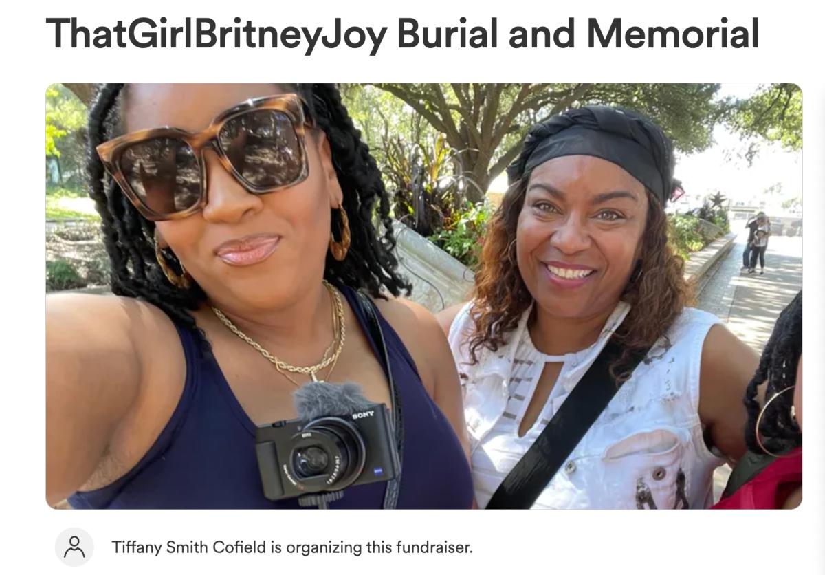 A snapshot of the GoFundMe page of Britney Joy and her mom, Sherie