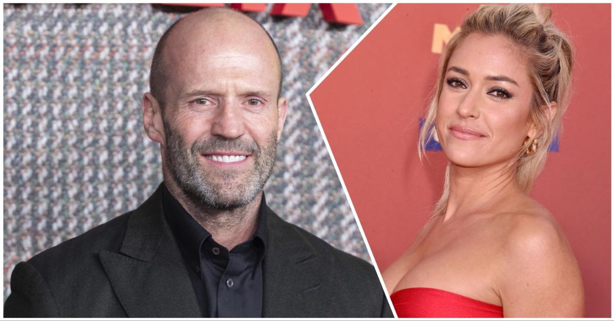 Kristin Cavallari and Jason Statham in a side by side collage of press photos 