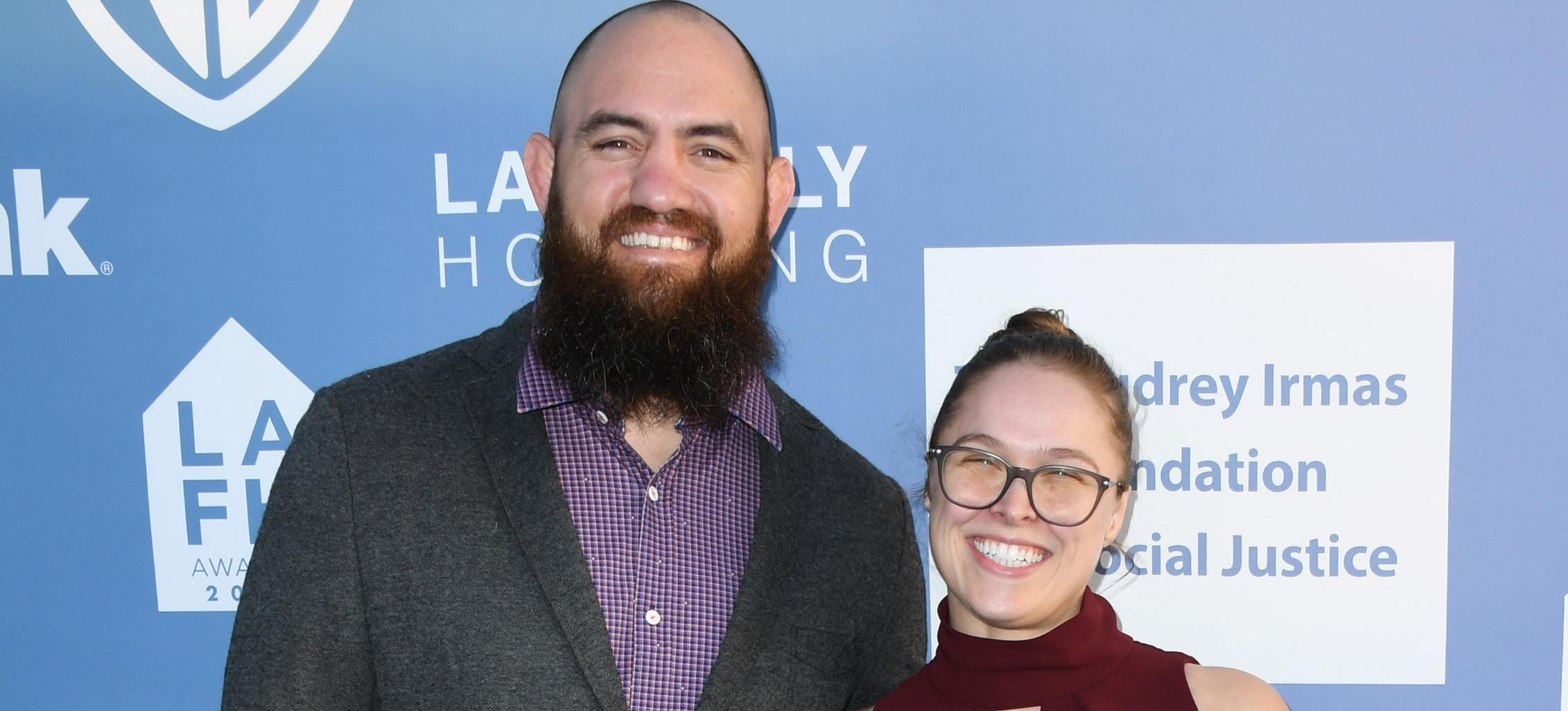 Travis Browne and Ronda Rousey at the LA Family Housing Annual LAFH Awards on April 25, 2019