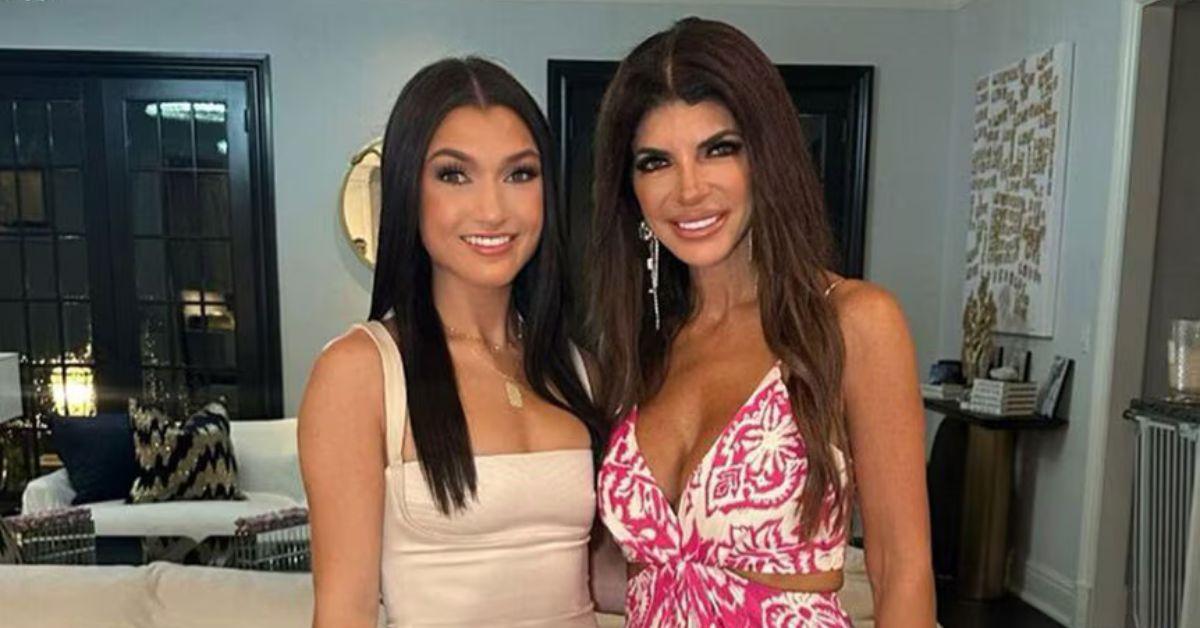 Gabriella and Teresa Giudice posing for a photo in their home.