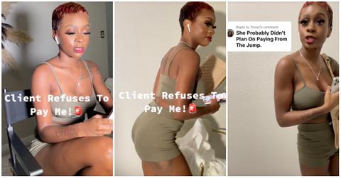 A customer refuses to pay a makeup artist