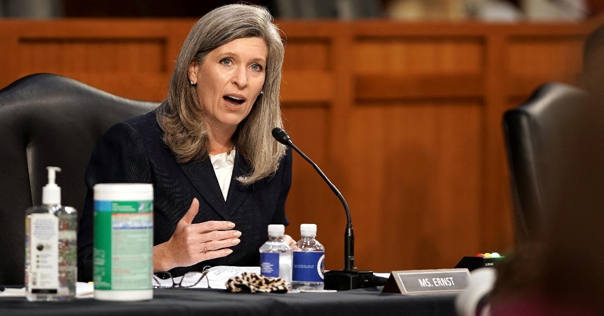 Senator Joni Ernst (Republican of Iowa) makes an opening statement during the Senate Judiciary Committee confirmation hearing of President Donald Trump