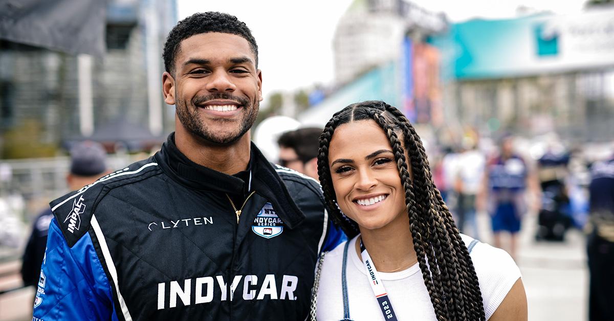 Sydney McLaughlin-Levrone and Andre Levrone Jr. at at the Acura Grand Prix. 