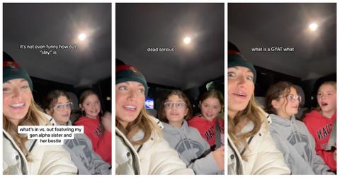 Gen Z vs. Gen Alpha sisters discussing slang words