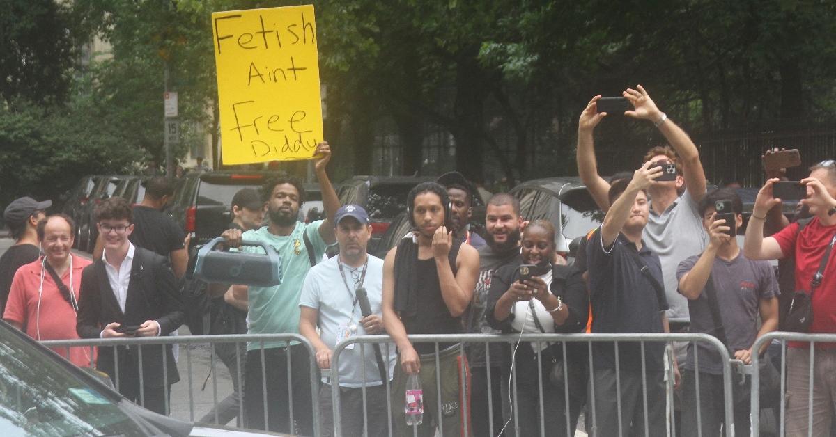 Diddy supporters outside of the courthouse where his trial was held
