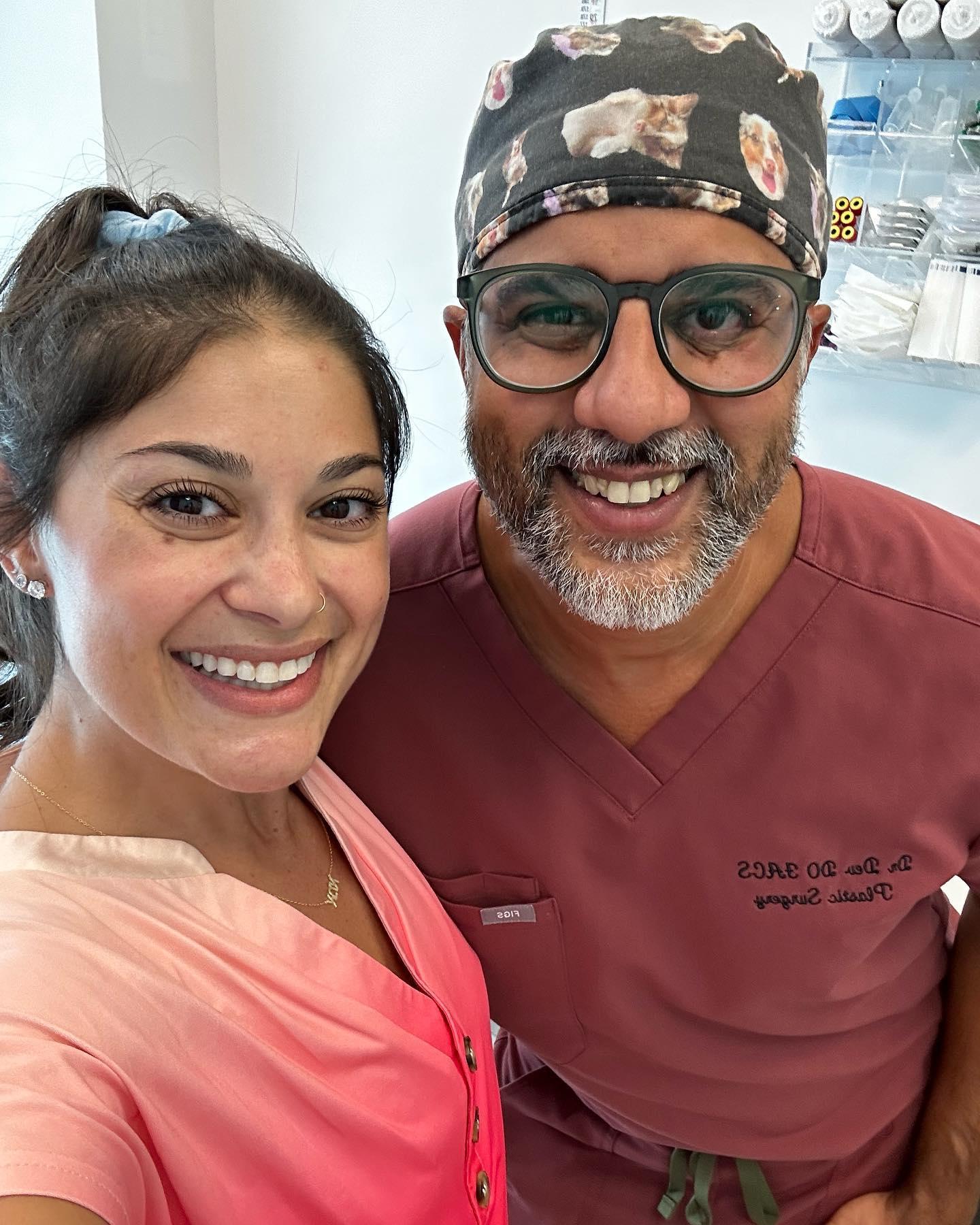 Loren Brovarnik and her plastic surgeon, Dr. Dev Vibhakar, pose for a selfie before Loren undergoes her "mommy makeover."