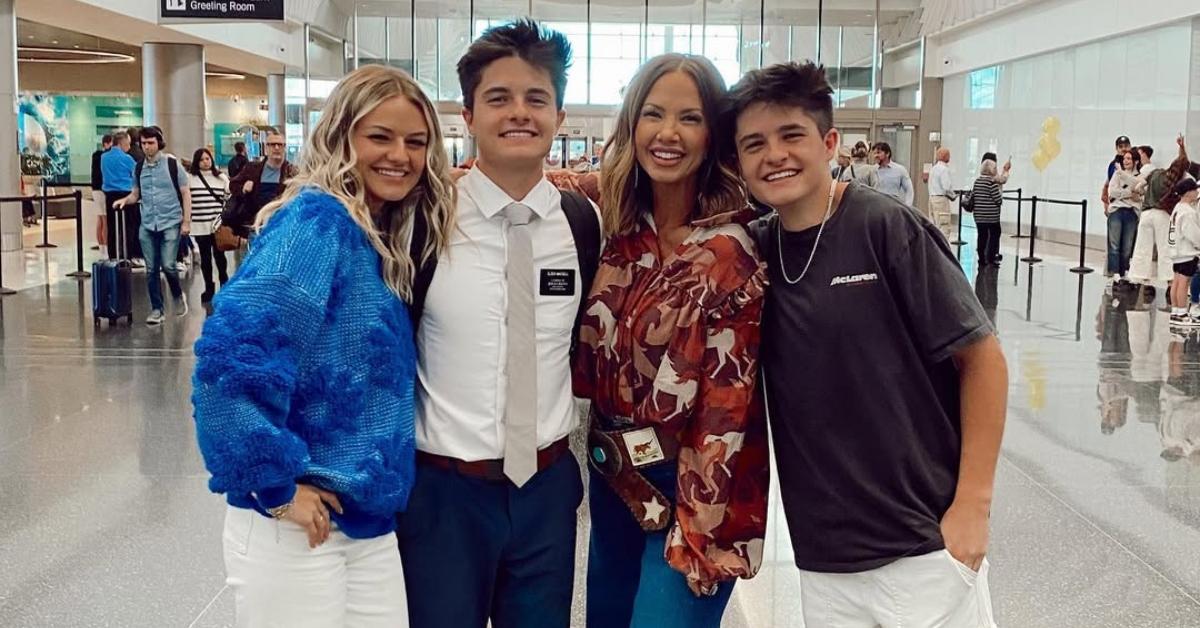 Brock with his girlfriend, brother, and mom in the airport