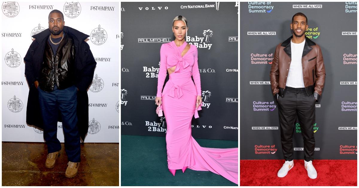 Kanye West, Kim Kardashian, and Chris Paul. SOURCE: GETTY IMAGES
