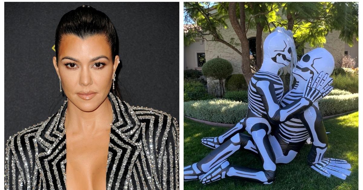 (L-R): Kourtney Kardashian; Kourtney Kardashian's Halloween decorations