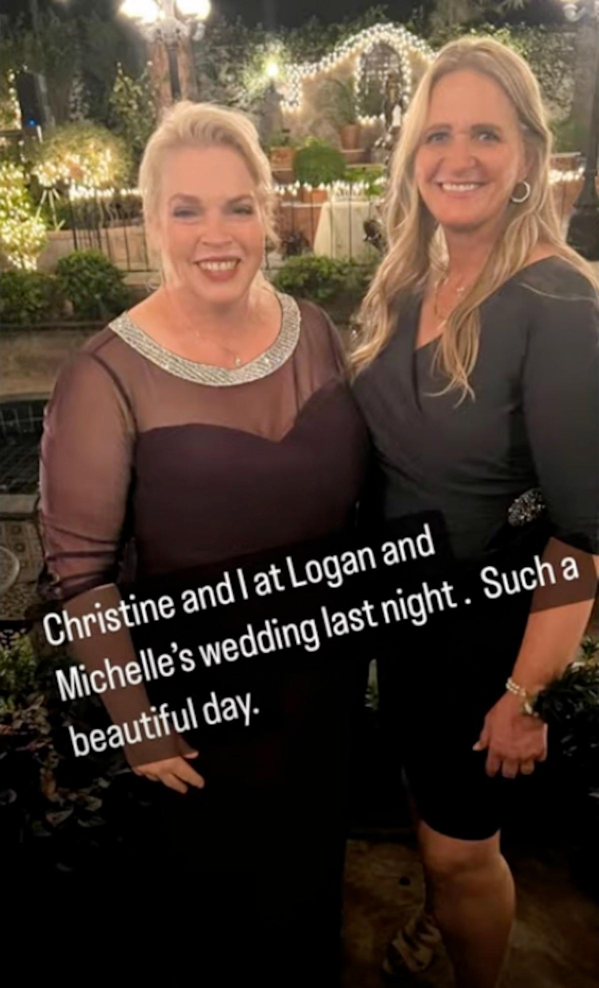 Janelle and Christine Brown at Logan's wedding