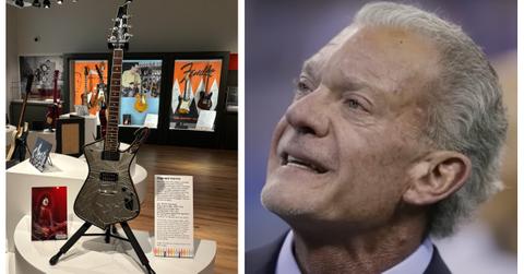 (L-R): Paul Stanley's guitar; Jim Irsay