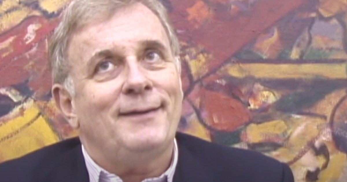 Edmund White being interveiwed.