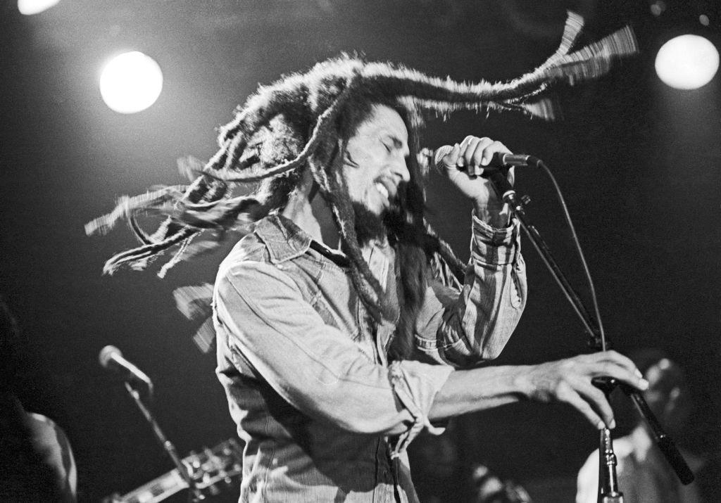 Photo of Bob Marley performing