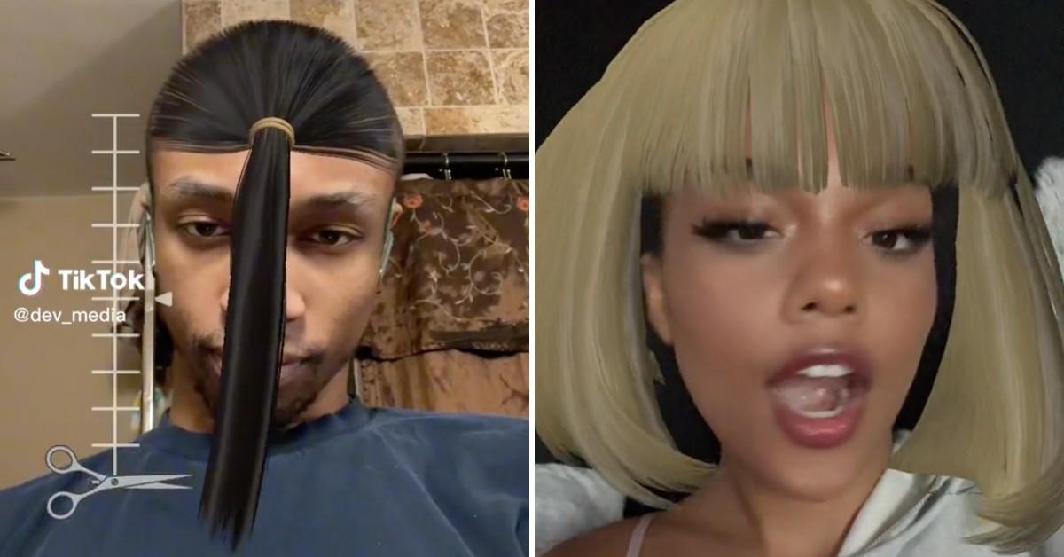 Tiktok Big Wave Trend Features Playful Self Haircut Filter