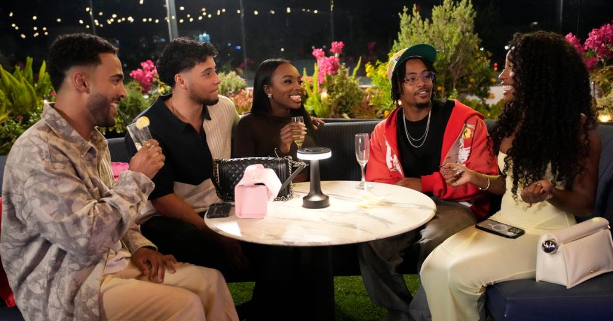 (l-r): Kendall Washington, Kenny Rodriguez, JaNa Craig, Kordell Beckham, and Serena Page on 'Love Island: Beyond the Villa.'