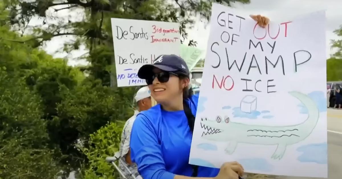 Protestors near Alligator Alcatraz