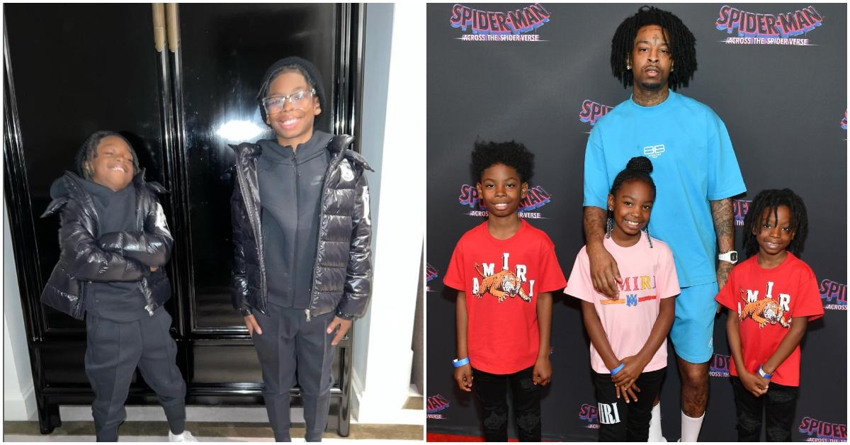 21 Savage and his presumed kids attend a screening of 'Spider-Man: Across The Spider-Verse'