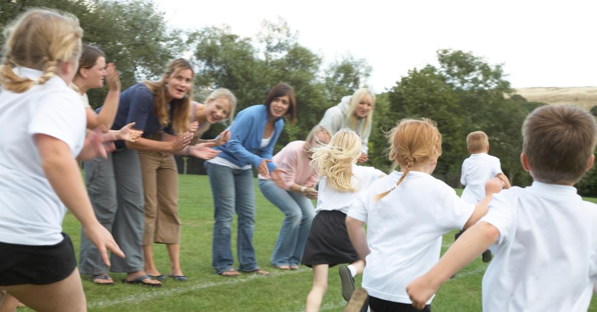 Kids participating in Sports day.