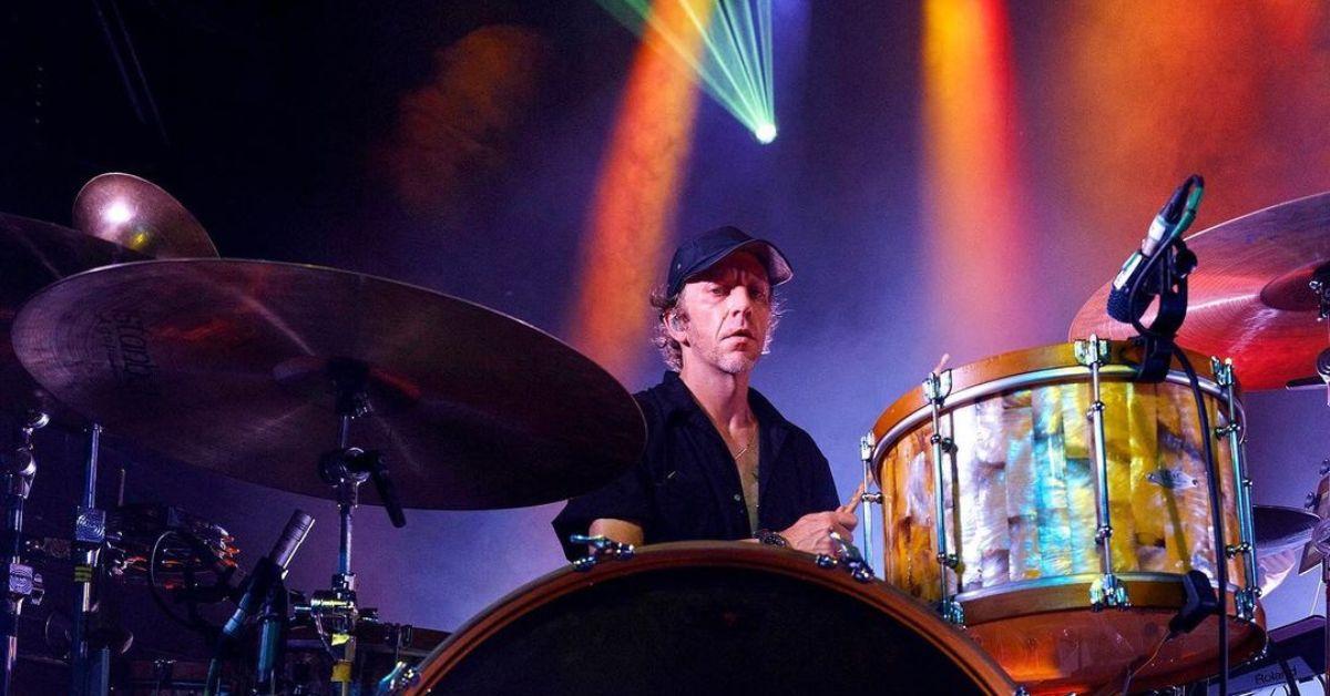 Jeremiah Green playing the drums with his band, Modest Mouse.