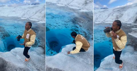 Ludacris drinking fresh glacier water in Alaska