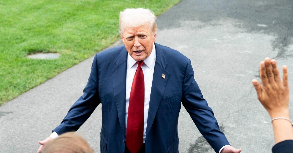 President Donald Trump speaking to reporters