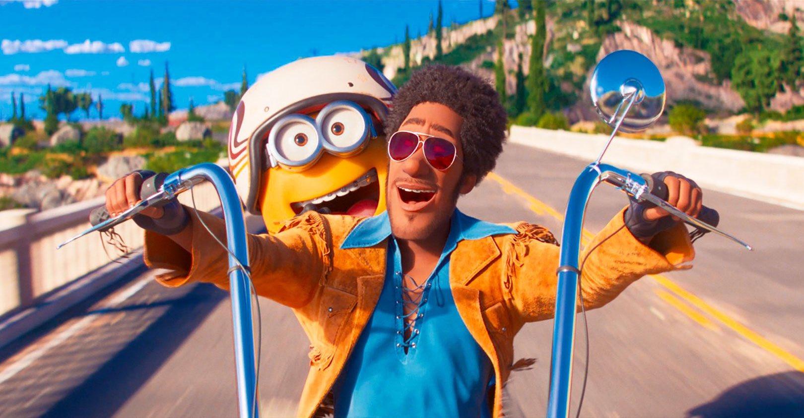 Otto and RZA as a biker in 'Minions: The Rise of Gru.'