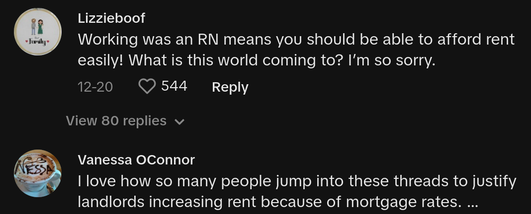 Comments on viral video of single mom explaining her landlord doubled her rent putting her at risk of homelessness.