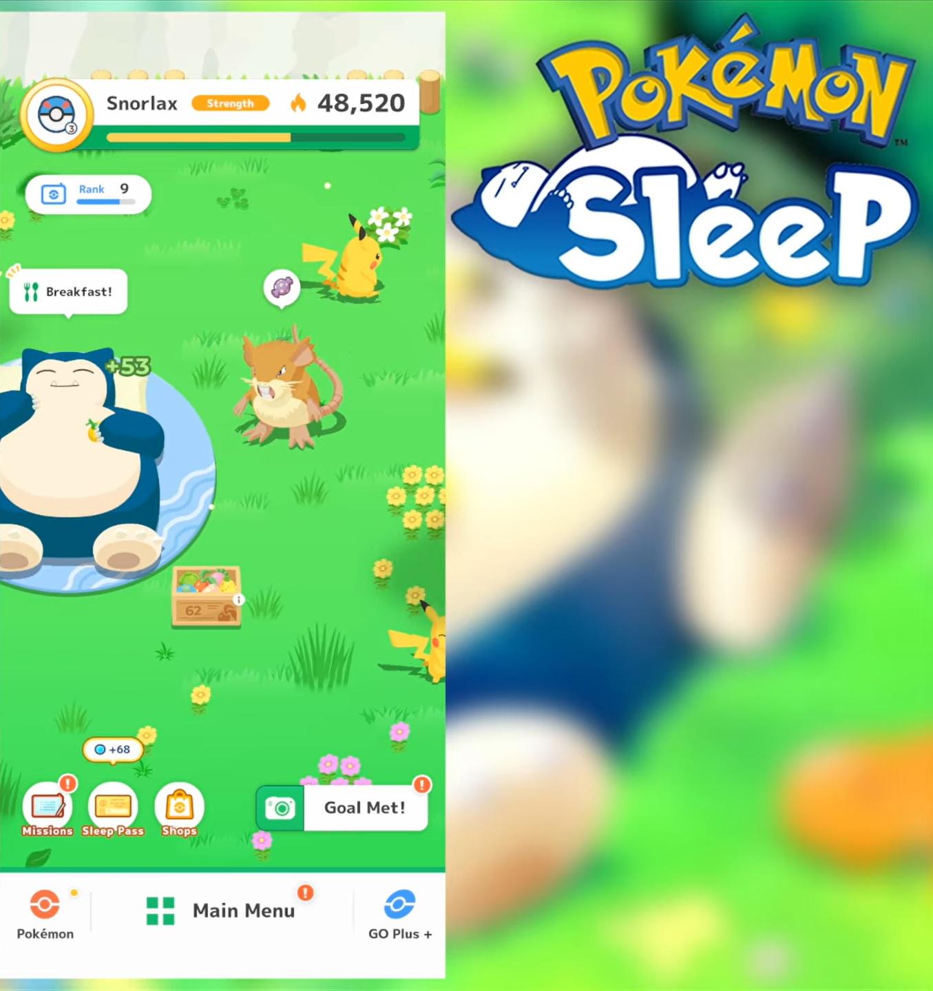 Snorlax ready to eat breakfast in Pokémon Sleep.