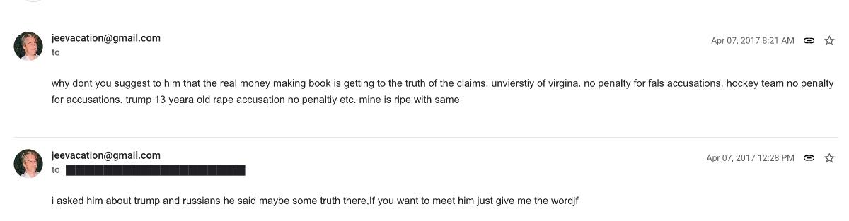 Emails from Jeffrey Epstein's cloned Gmail account