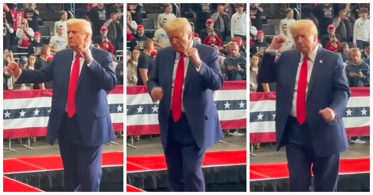 Trump dances in Pittsburgh the night before Election Day 2024.