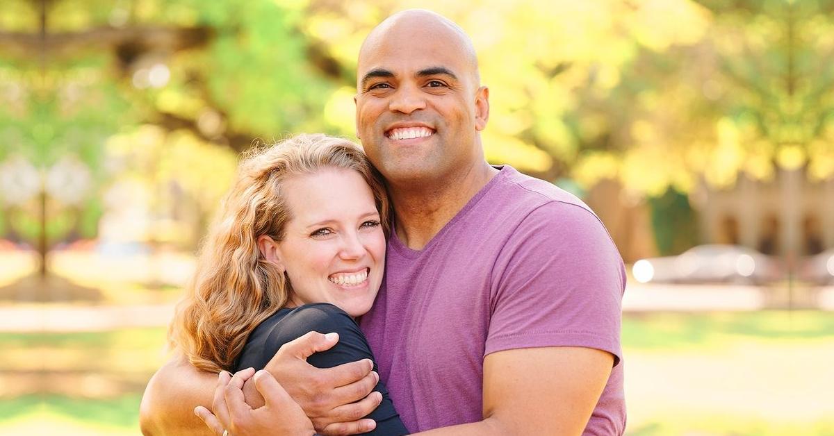 Colin Allred hugging his wife Alexandra Eber