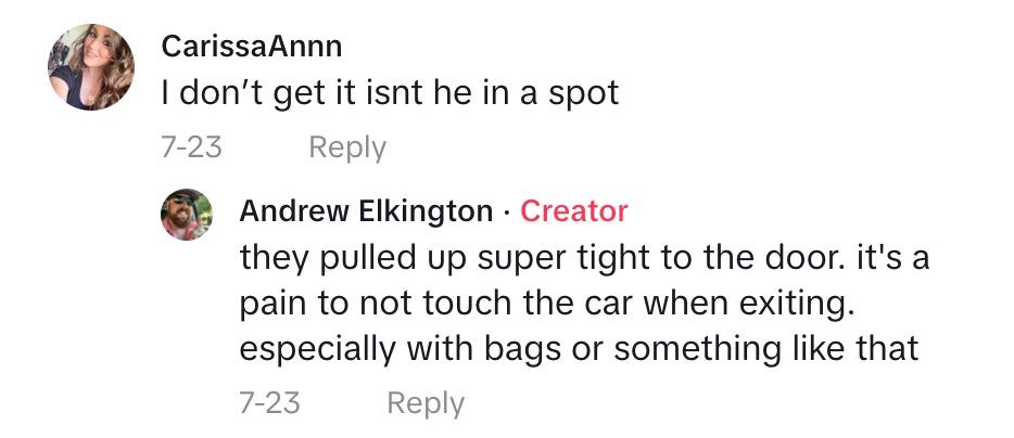 tiktok comment about parking space