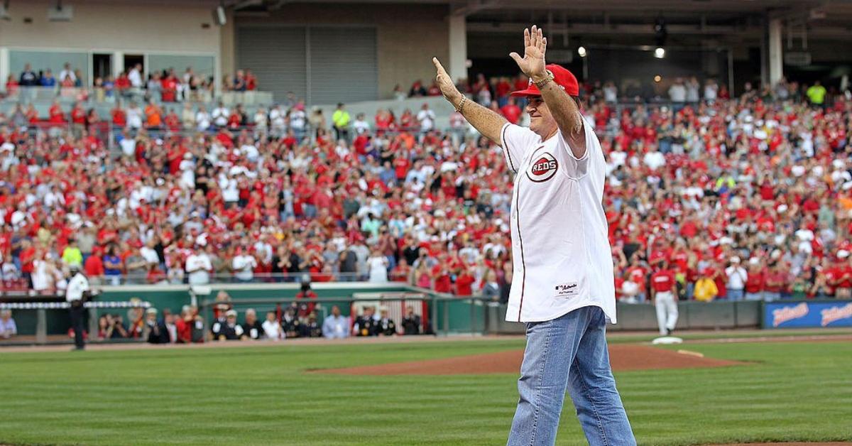 Pete Rose walks out onto an MLB field