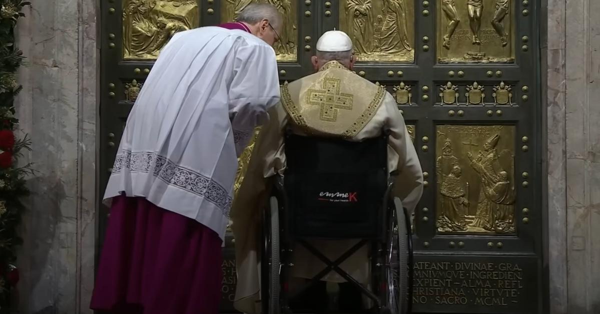 Pope Francis at the threshold of the Holy Door of Saint Peter's Basilica