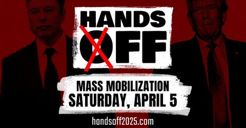 The Hands Off logo explaining the protest.