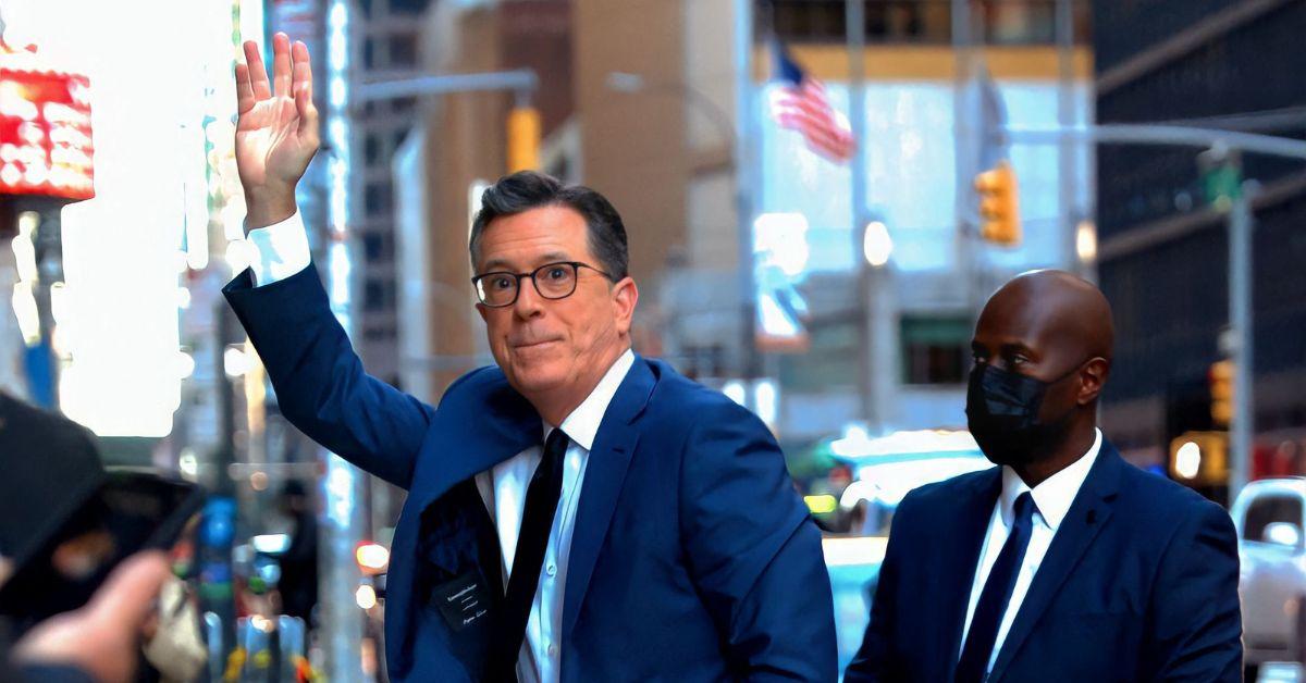 Stephen Colbert arriving at 'The Late Show' in 2022. 