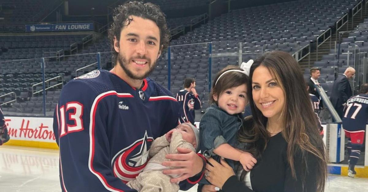 Johnny Gaudreau with his wife Meredith and their two children