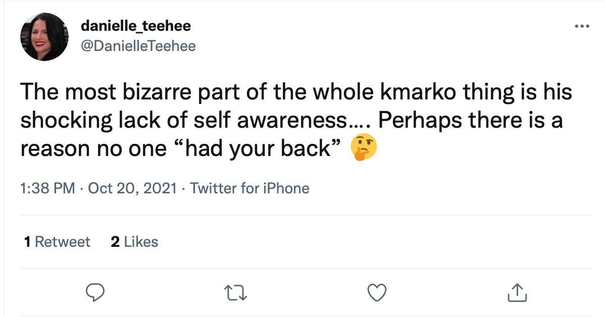 A tweet about the Kmarko debacle 