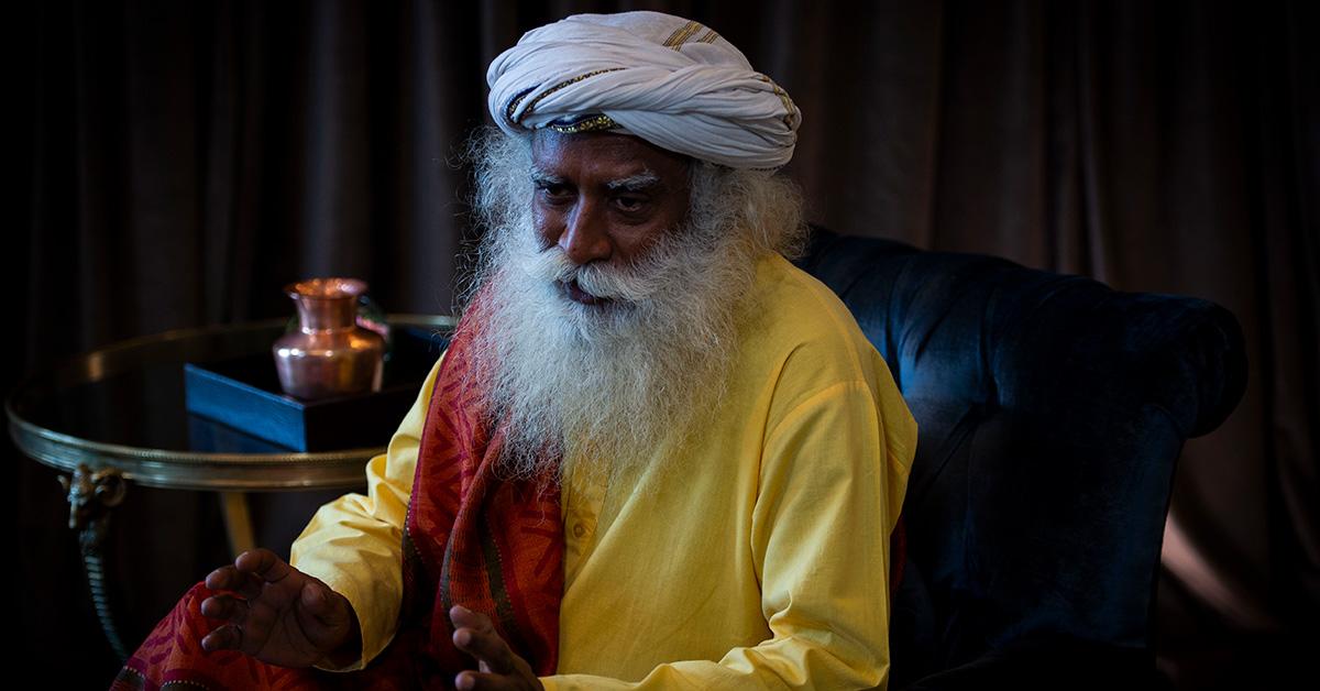 Sadhguru sitting for an official portrait. 