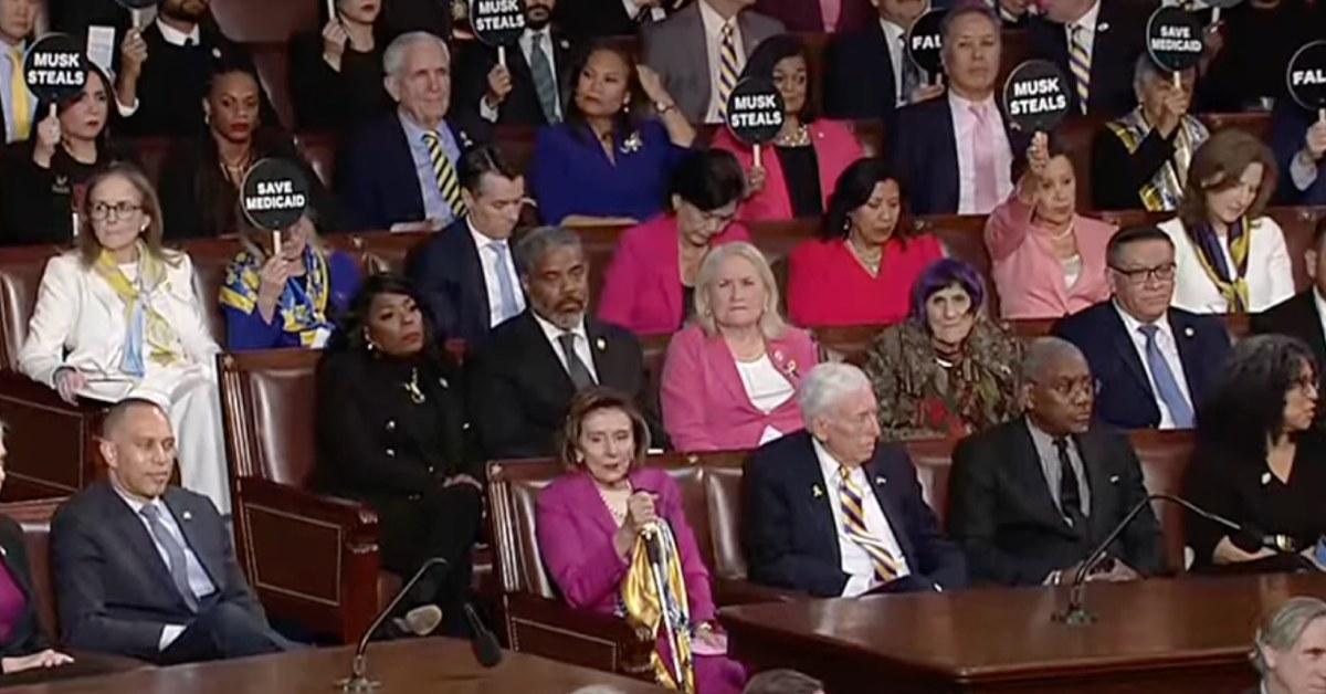 Democrats wearing pink to Trump's address of Congress in March 2025.