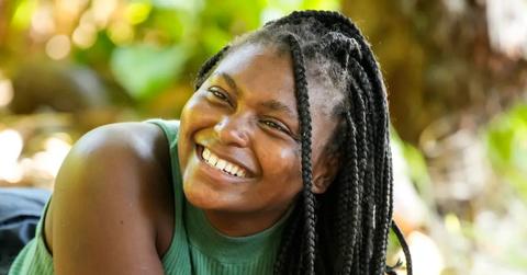 Katurah wearing a green shirt on 'Survivor 45'